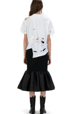 Best Marques ' Almeida DISTRESSED T-SHIRT WITH FEATHERS WHITE