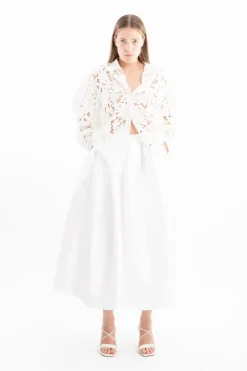 New Marques ' Almeida EMBROIDERED PUFF SLEEVE SHIRT WHITE