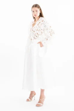 New Marques ' Almeida EMBROIDERED PUFF SLEEVE SHIRT WHITE