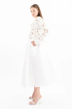 New Marques ' Almeida EMBROIDERED PUFF SLEEVE SHIRT WHITE