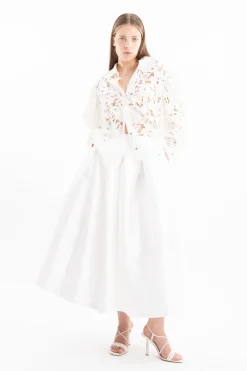 New Marques ' Almeida EMBROIDERED PUFF SLEEVE SHIRT WHITE