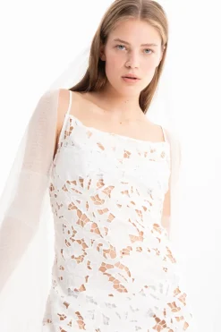 Marques ' Almeida EMBROIDERED STRAP DRESS WITH PEPLUM WHITE