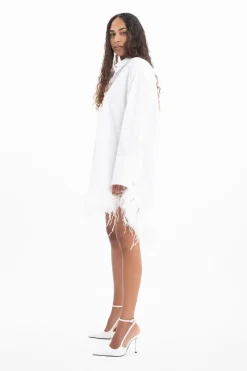 Online Marques ' Almeida FEATHER HEM SHIRT DRESS WHITE
