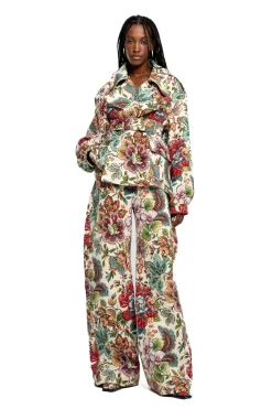 Online Marques ' Almeida WHITE FLORAL BROCADE BOYFRIEND TROUSERS MULTICOLOUR