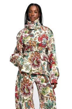 Sale Marques ' Almeida WHITE FLORAL BROCADE CROPPED TRENCH COAT STYLE JACKET MULTICOLOUR