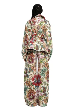 Sale Marques ' Almeida WHITE FLORAL BROCADE CROPPED TRENCH COAT STYLE JACKET MULTICOLOUR