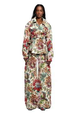 Sale Marques ' Almeida WHITE FLORAL BROCADE CROPPED TRENCH COAT STYLE JACKET MULTICOLOUR