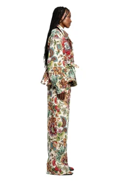 Sale Marques ' Almeida WHITE FLORAL BROCADE CROPPED TRENCH COAT STYLE JACKET MULTICOLOUR