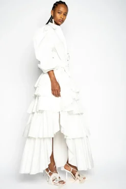 Online Marques ' Almeida FRILL BAIANA SKIRT WHITE