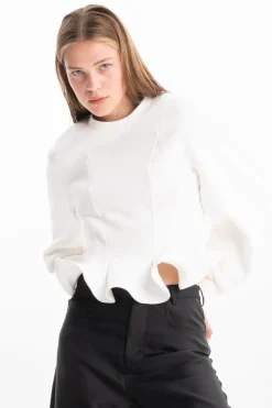 New Marques ' Almeida FRILL HEM SWEATSHIRT WHITE