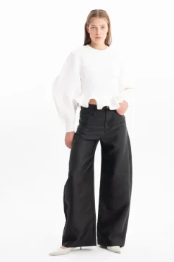 New Marques ' Almeida FRILL HEM SWEATSHIRT WHITE