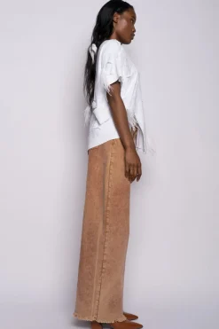 Marques ' Almeida LINED DISTRESSED T-SHIRT WITH FEATHERS WHITE