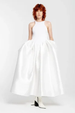 Outlet Marques ' Almeida LONG DRESS WITH FULL SKIRT WHITE