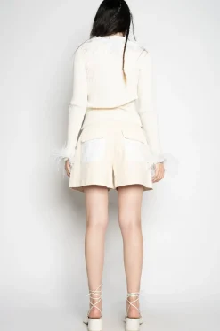 Hot Marques ' Almeida MERINO WOOL CARDIGAN WITH FEATHERS WHITE