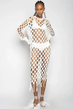 Sale Marques ' Almeida NET DRESS WHITE
