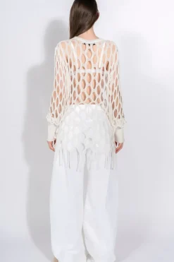 Discount Marques ' Almeida NET LONG SLEEVE TOP WHITE