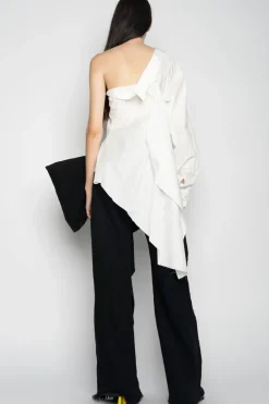 Outlet Marques ' Almeida ONE SHOULDER DRAPED SHIRT WHITE
