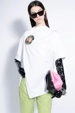 Hot Marques ' Almeida OVERSIZED T-SHIRT WITH BIG EYELET WHITE