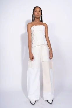 Sale Marques ' Almeida PATCHWORK BOYFRIEND TROUSERS WHITE