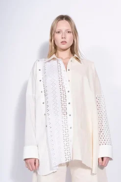Hot Marques ' Almeida PATCHWORK DECONSTRUCTED SHIRT WHITE