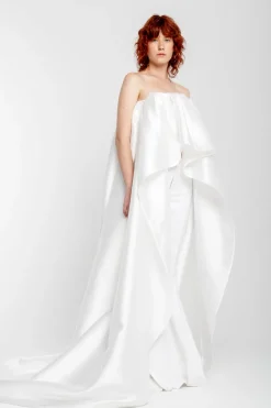 Best Marques ' Almeida PLEATED STRAPLESS TRAIN TOP WHITE