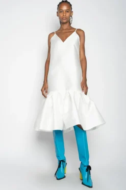 Discount Marques ' Almeida PUFF HEM SLIP DRESS WHITE