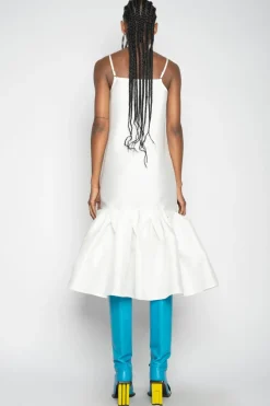 Discount Marques ' Almeida PUFF HEM SLIP DRESS WHITE