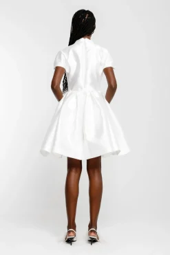 Sale Marques ' Almeida SHORT SLEEVE PUFF SKIRT DRESS WHITE
