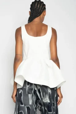 Hot Marques ' Almeida SLEEVELESS PUFF HEM TOP WHITE