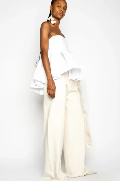 Online Marques ' Almeida STRAPLESS PEPLUM TOP WHITE