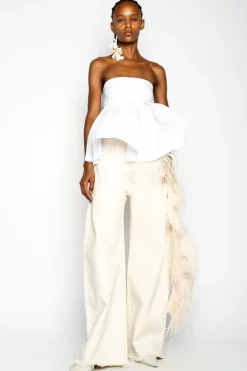 Online Marques ' Almeida STRAPLESS PEPLUM TOP WHITE