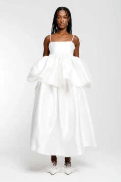 Clearance Marques ' Almeida STRAPPY PUFF TOP WHITE