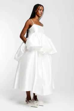 Clearance Marques ' Almeida STRAPPY PUFF TOP WHITE