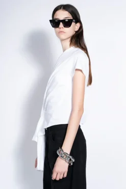 Discount Marques ' Almeida T-SHIRT WITH SIDE BOW WHITE