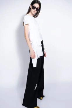 Discount Marques ' Almeida T-SHIRT WITH SIDE BOW WHITE