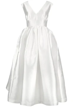 Discount Marques ' Almeida V NECK CINCHED PLEATED MIDI DRESS WHITE