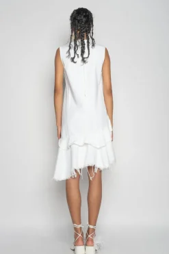 Hot Marques ' Almeida V-NECK FRILL DRESS WHITE