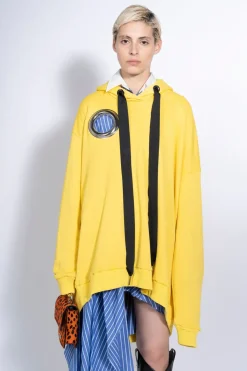Hot Marques ' Almeida ASYMMETRIC HOODIE WITH BIG EYELET YELLOW
