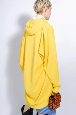 Hot Marques ' Almeida ASYMMETRIC HOODIE WITH BIG EYELET YELLOW
