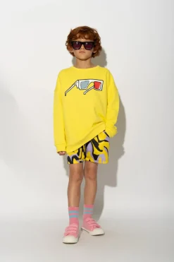 Sale Marques ' Almeida 3D GLASSES PRINT SWEATSHIRT YELLOW