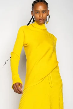 Sale Marques ' Almeida DRAPED JUMPER IN MERINO KNIT YELLOW