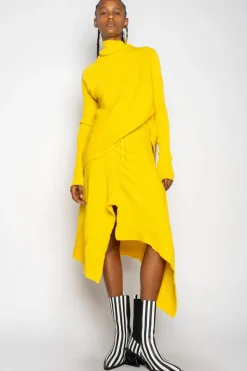 Sale Marques ' Almeida DRAPED JUMPER IN MERINO KNIT YELLOW