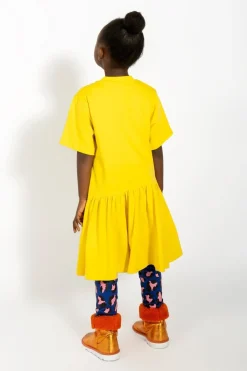Online Marques ' Almeida GATHERED JERSEY T-SHIRT DRESS YELLOW
