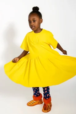 Online Marques ' Almeida GATHERED JERSEY T-SHIRT DRESS YELLOW