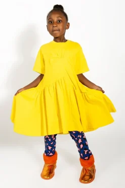 Online Marques ' Almeida GATHERED JERSEY T-SHIRT DRESS YELLOW