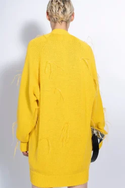 Online Marques ' Almeida OVERSIZED CARDIGAN WITH FEATHERS PULLS YELLOW