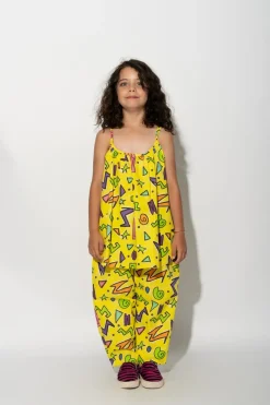 Sale Marques ' Almeida SQUIGGLE PRINT OVERSIZED SLIP TOP YELLOW