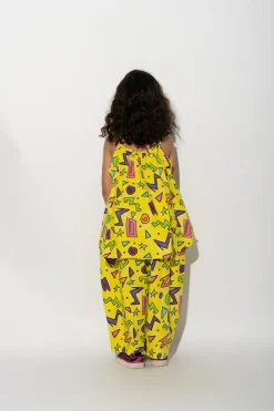 Sale Marques ' Almeida SQUIGGLE PRINT OVERSIZED SLIP TOP YELLOW
