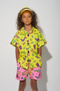 Outlet Marques ' Almeida SQUIGGLE PRINT SHORT SLEEVE SHIRT YELLOW