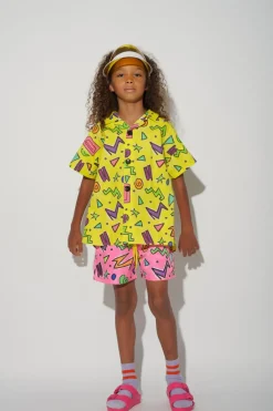 Outlet Marques ' Almeida SQUIGGLE PRINT SHORT SLEEVE SHIRT YELLOW